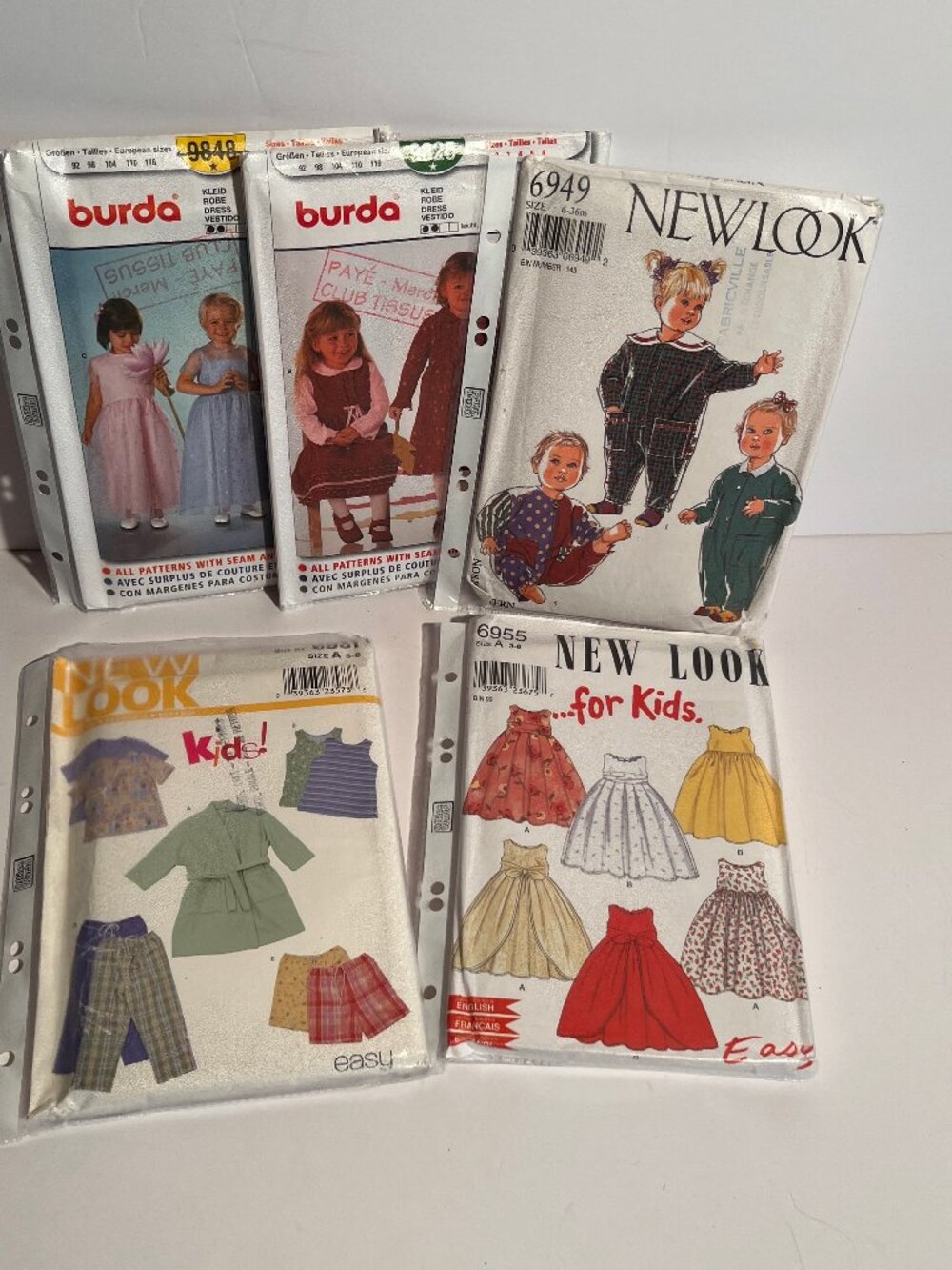 Vintage & Retro Kids Sewing Patterns Lot of 5 - New Look & Burda Dresses Overall